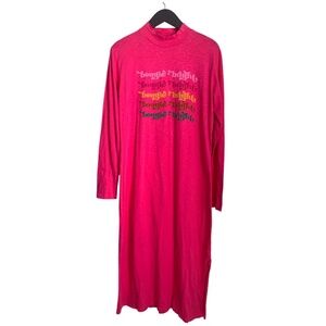 Vada Winter Bougie + Bright Dress Size Medium Pink Cotton Long T-Shirt Dress